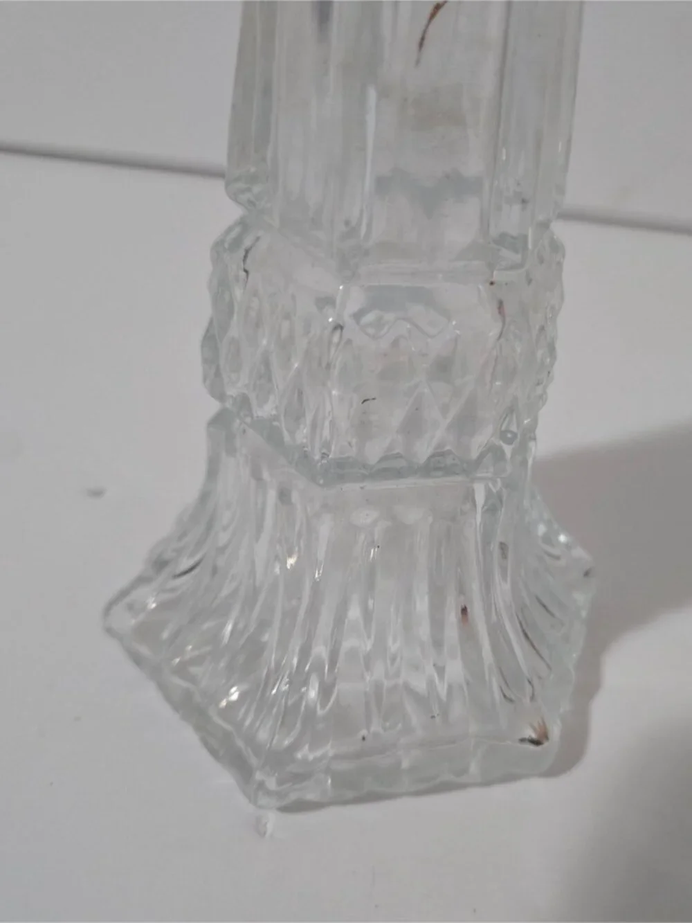 Set of 3 Vintage Pressed Glass Candle Holders – Clear Glass Mixed Designs